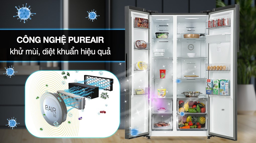 Tủ Lạnh Toshiba Inverter 596 Lít Side By Side GR-RS775WI-PMV(06)-MG - công nghệ kháng khuẩn, khử mùi